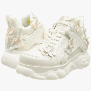 Buffalo London Cloud Butterfly Women’s White Platform Sneakers Size 10.5